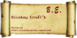 Bicskey Ernák névjegykártya